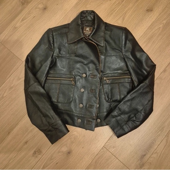 Passport Dark Leather Military Jacket - Picture 3 of 4